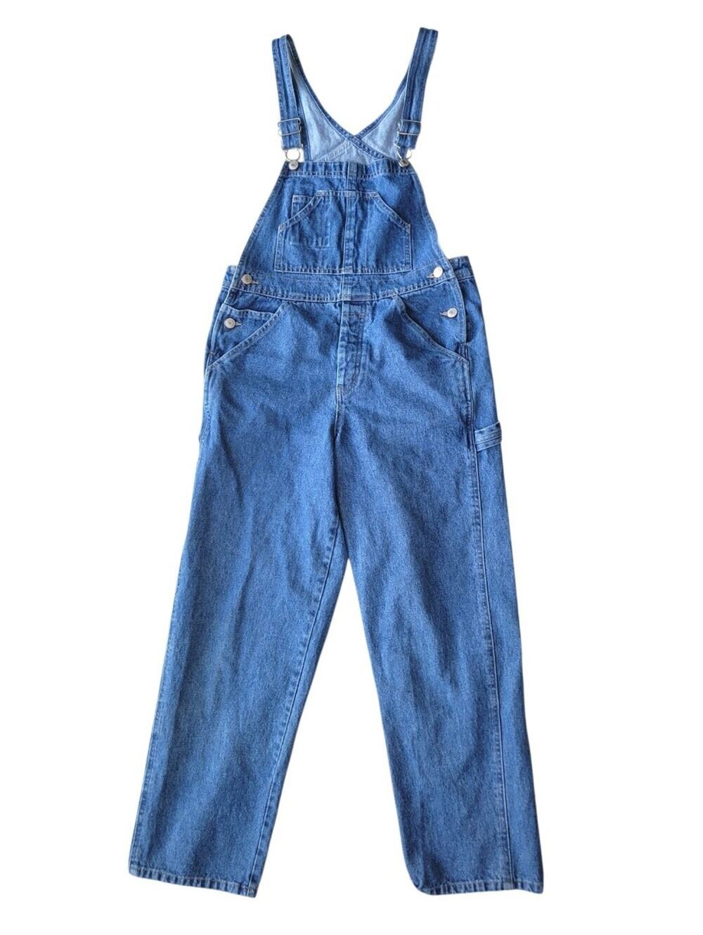 Old Navy Denim Bib Overalls Girls Youth 12 Blue Button Fly Vintage Y2K